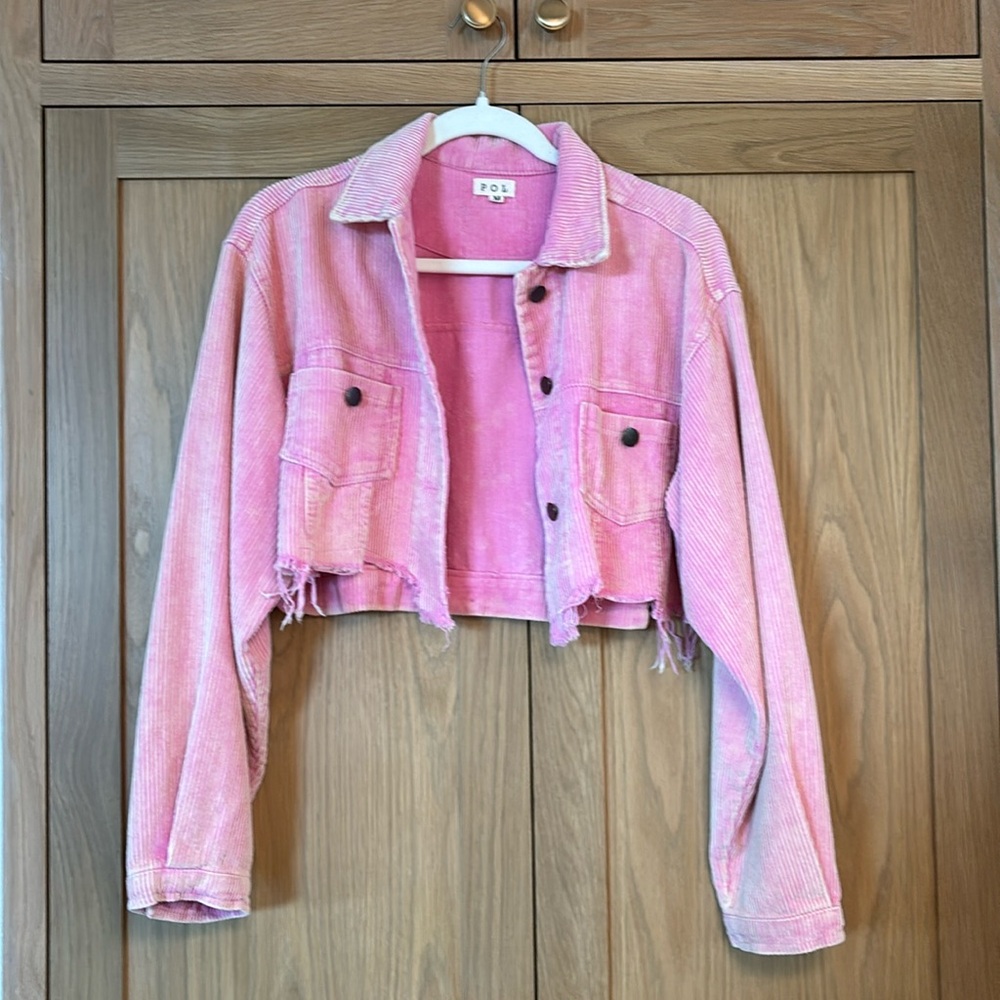 POL Cropped Corduroy Pink Jacket Size M